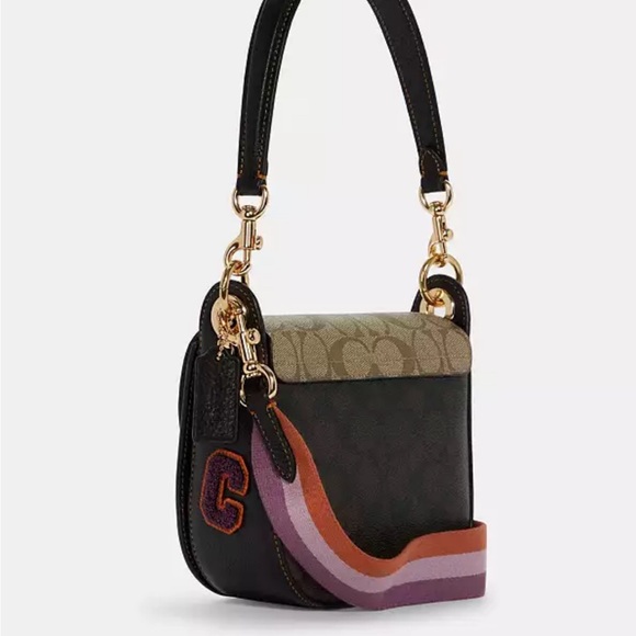 COACH | Kleo Shoulder Bag 17 Colorblock Signature Canvas With Disco Patches - Picture 4 of 10